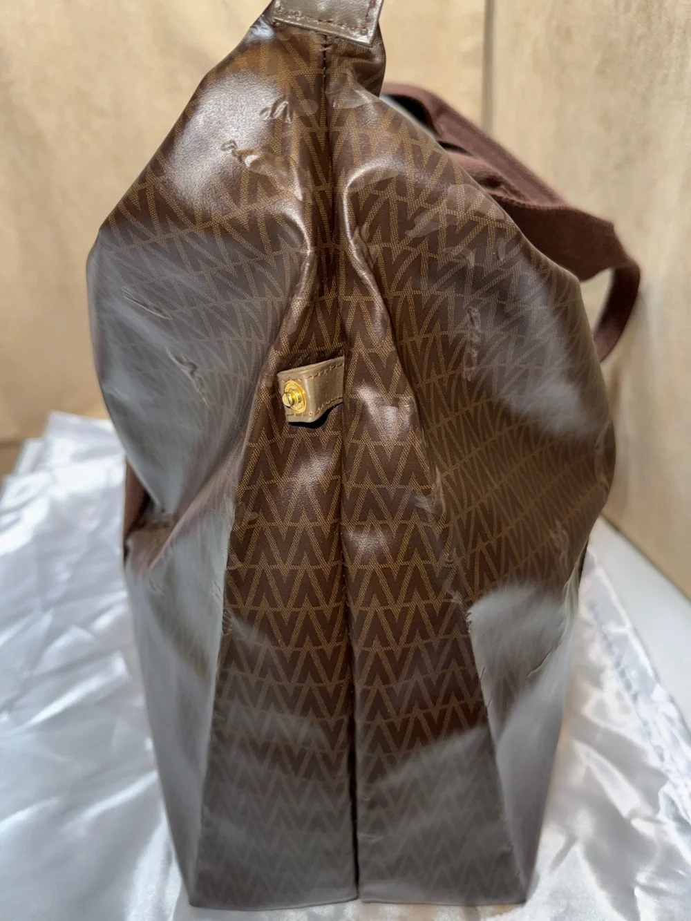 Mario Valentino Coated Canvas Large Tote Weekender Bag V Logo-with callouts - Picture 5 of 15